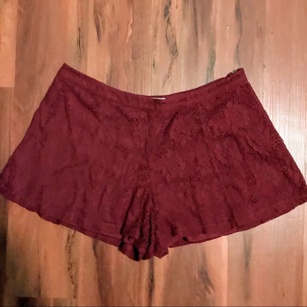 Forever 21 Maroon Lace Shorts